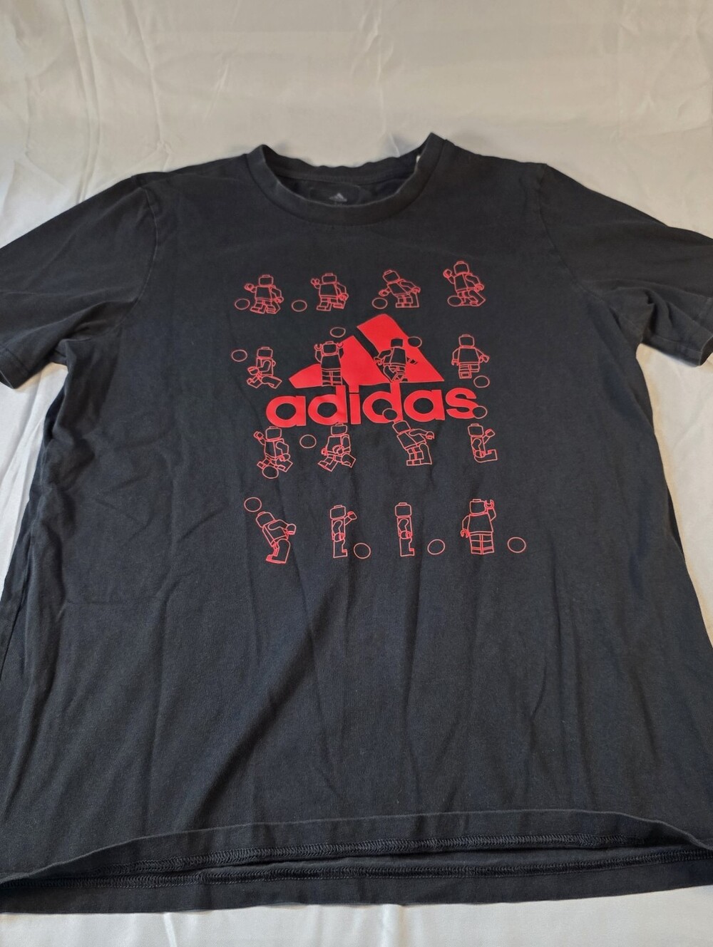 adidas Black Short Sleeve Tee with Red Logo Graphic